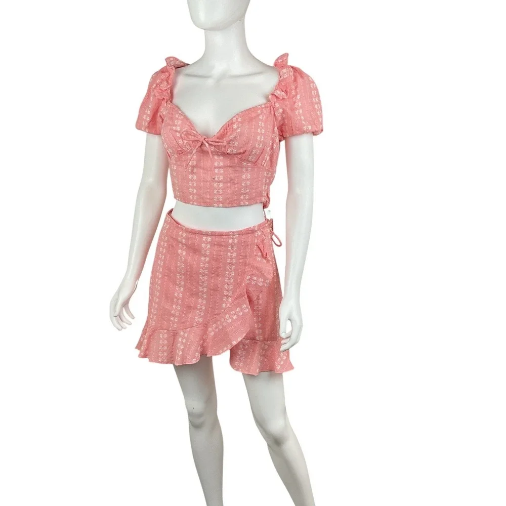 New‎ Revolve Cleobella Sydney Top and Rosie Skirt Ruffle Two Piece Pink XS